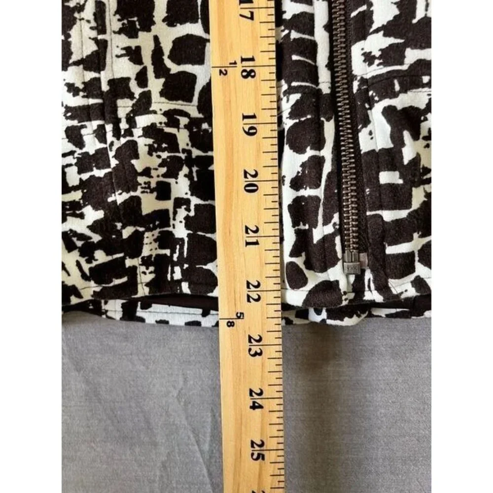 Chico´s Jacket Womens 1 White‎ Animal Print Long Sleeve Full Zip Blazer Ladies